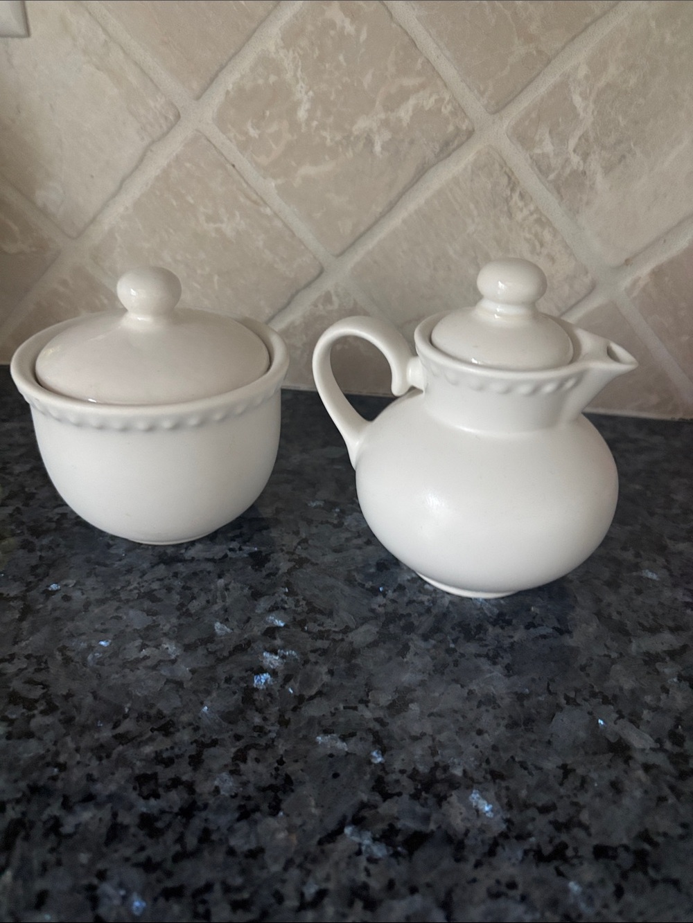 Dansk White Ceramic Creamer and Sugar Set - Classic Home Kitchen